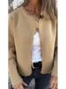 Women's 2025 Fashion Crew Neck Long Sleeve Woolen Coat