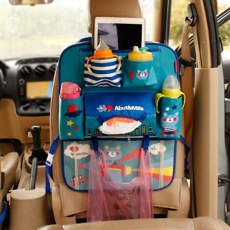 Korean Cartoon Car Seat Back Organizer with Reinforced iPad Holder - Multifunctional Storage Bag