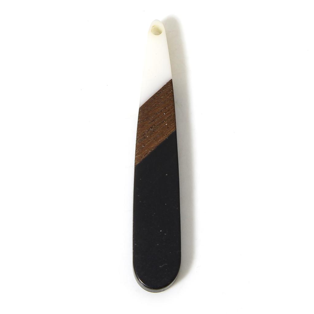 5 PCs Resin & Wood Wood Effect Resin Pendants Multicolor Drop 4.4cm X 0.8cm