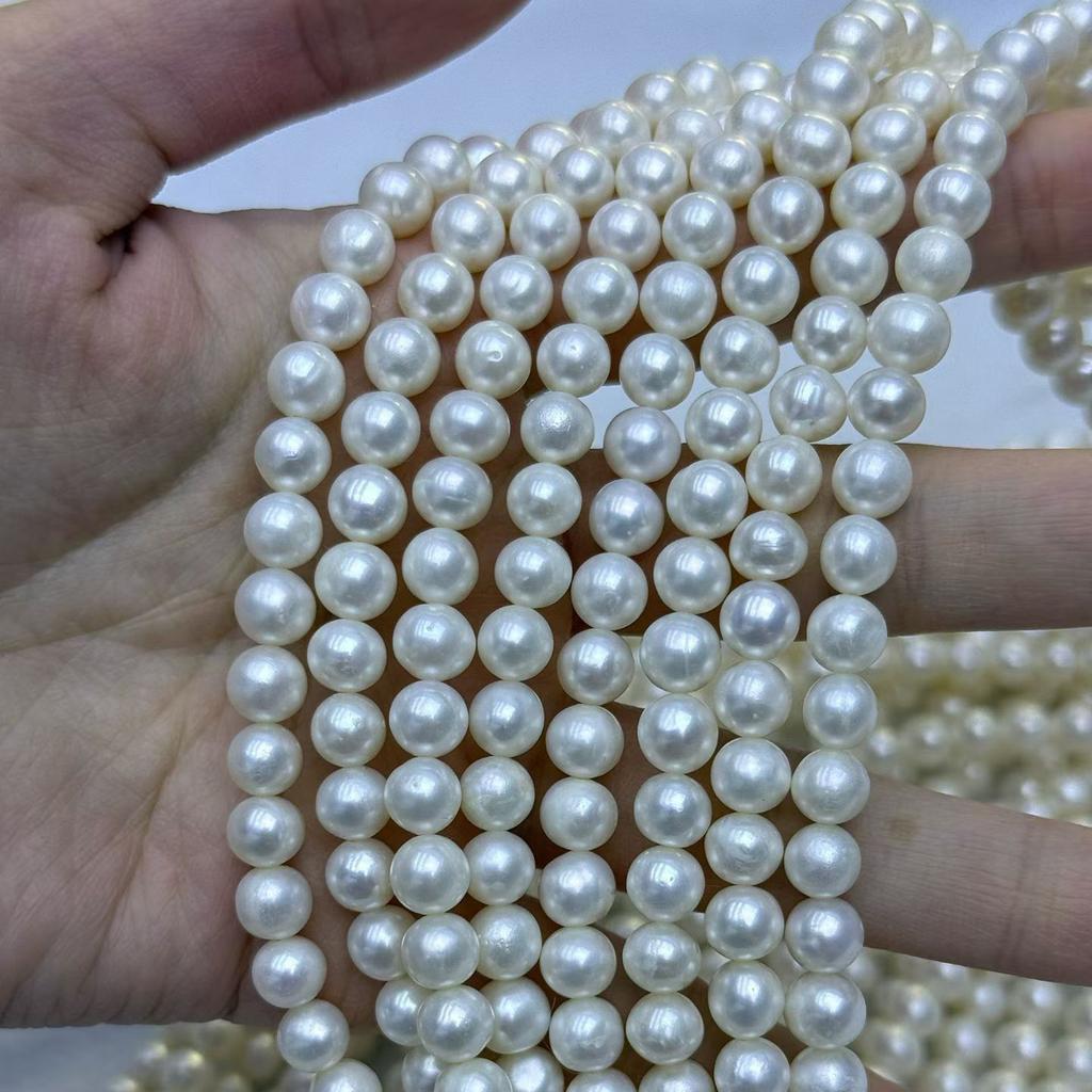 1String, High-quality Natural Shell Mother of Pearl Beads, 6.5-7.5mm, Handmade Subcircular White Beads for Jewelry Making DIY, Luxury Bulk Gifts, 36cm