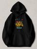 Black Pullover Hoodie with Colorful Praise Lord Dyed Season Graphic, Casual Long Sleeve Sweatshirt with Kangaroo Pocket for Daily