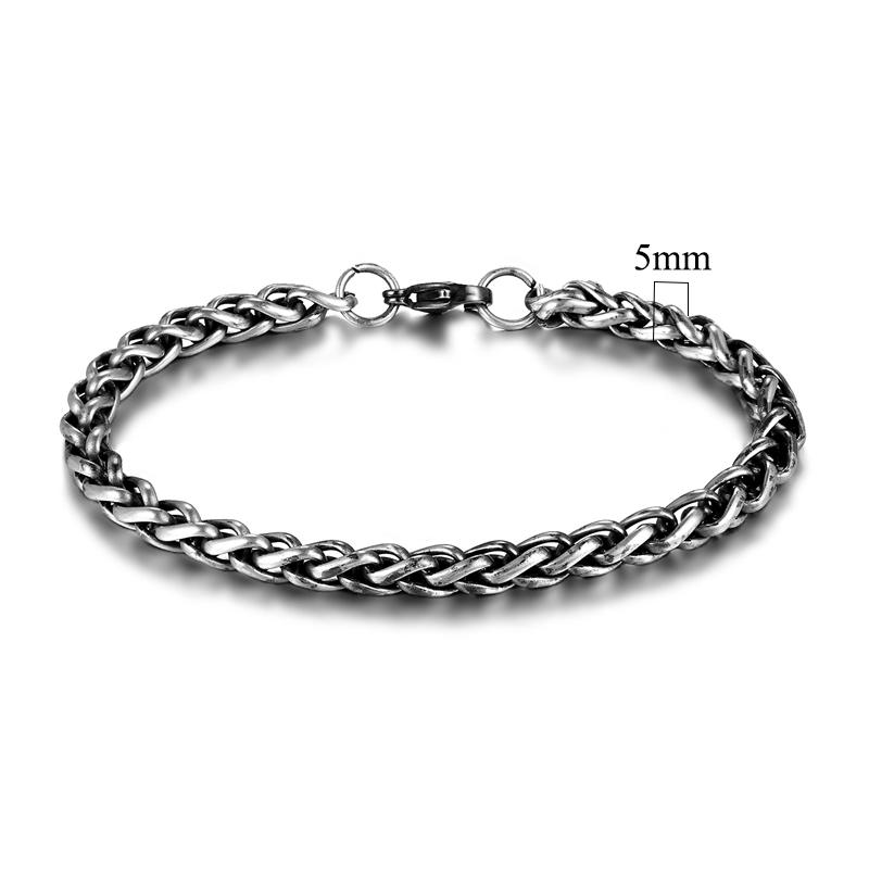 Mens vintage 5-10mm Stainless Steel Byzantine Curb Cuban Link Chain Bracelets for Men Unisex HIp-HOP Wrist Jewelry Gifts