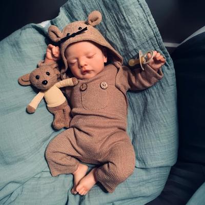 17 Inches 3D High Colored Reborn Baby Doll Soft Cotton Body Realistic Sleeping Eyes Closed Newborn Babies Doll Wear Romper Likelike Bebe Reborn Boneca