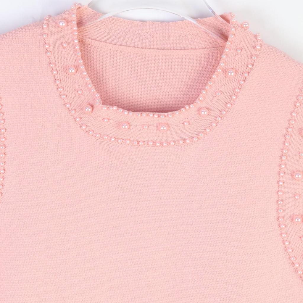 Elegant French Knitted Dress: Sleeveless, Beaded, Hollow-out Design, Slim Fit, Round Neck - Perfect for Spring/Summer