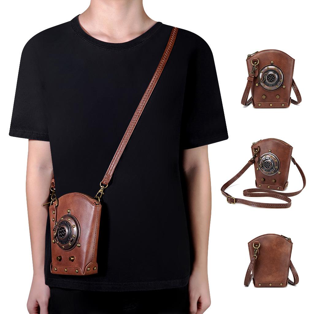 Medeltida Retro PU Tung Industri Dumplingväska, En Nisch Original Damens Enkelaxel Crossbody Mobiltelefon Myntväska