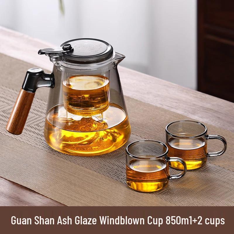 High-Temperature Resistant Glass Teapot with Built-in Tea & Water Separation