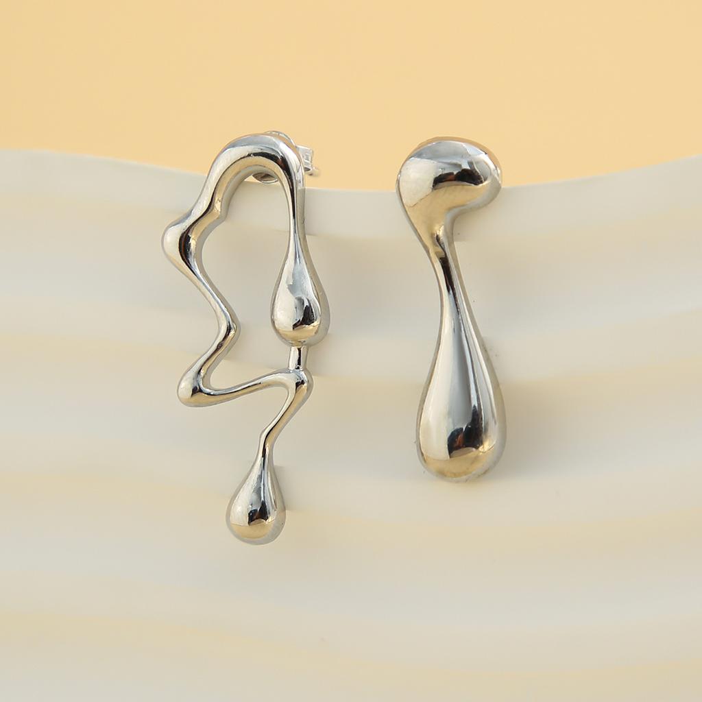 Spice Girl Wind Lava Sweet Cool Geometric Earrings Irregular Liquid Water Drop Stud Earrings Jewelry