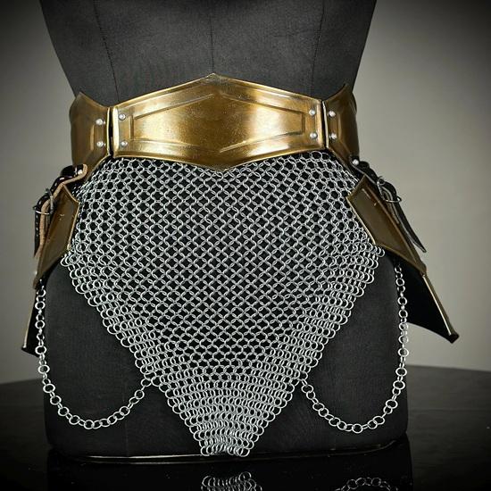 Brave Lady Armor, Medieval Knight Tassets Armor with Chainmail, Female Costume, Cosplay Armor, Larp Armor