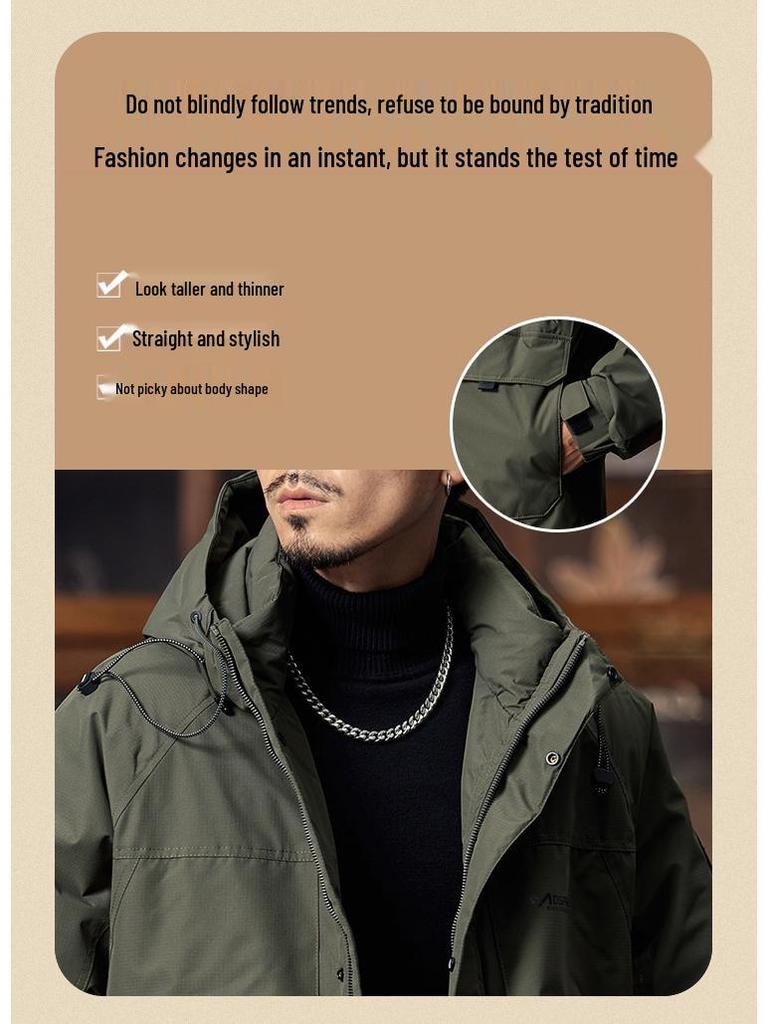 2025 Herren American Retro Hoher Loft Winter Daunenjacke - Trendig, Warm, Winddicht Arbeitskleidung