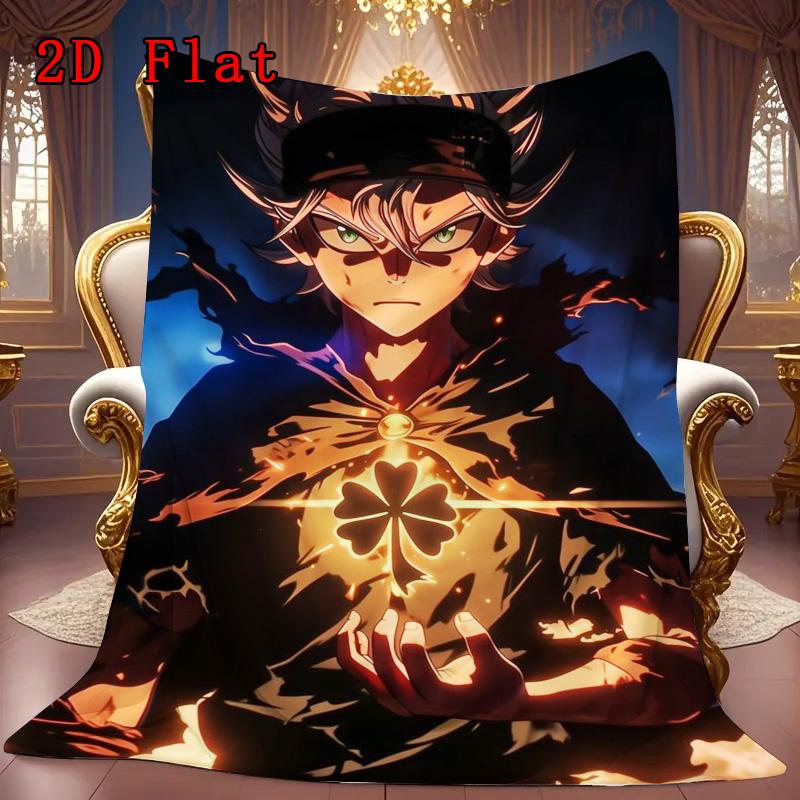Black Clover 2D Flat Pattern Flannel Blanket High quality All Seasons Warmth and Comfort Perfect for Christmas Gifts.MMT0918511
