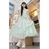 Irregular Lace Panel Loose Temperament Long Skirt Summer Resort Mint Green Sleeveless Halterneck Dress