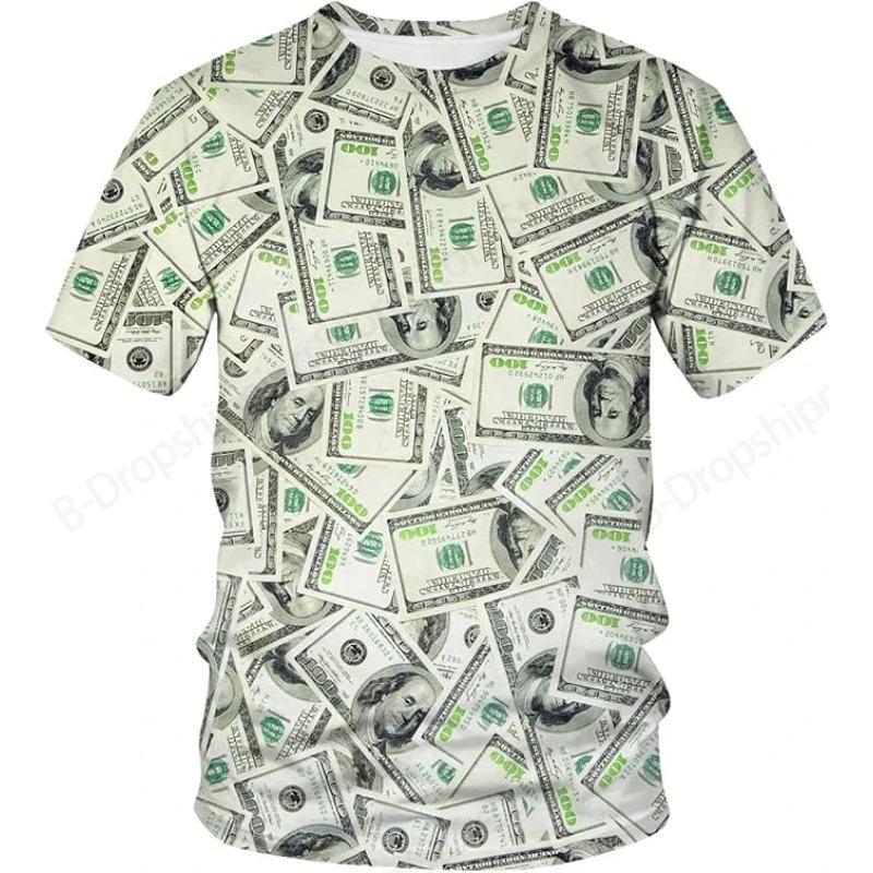 Dolar 3D potisk Grafická trička Módní Ležérní Nadměrná Kulatý výstřih Krátký rukáv Pánská a Dámská Unisex trička