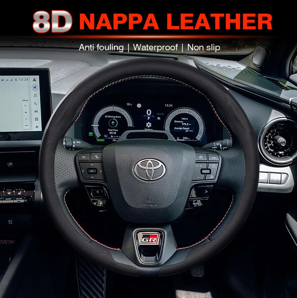 8D Nappa Leather Car Steering Wheel Cover for Toyota C-HR Hybrid 2015-2025 2026 Ultra Thin Auto Steering Wheel Auto Accessories