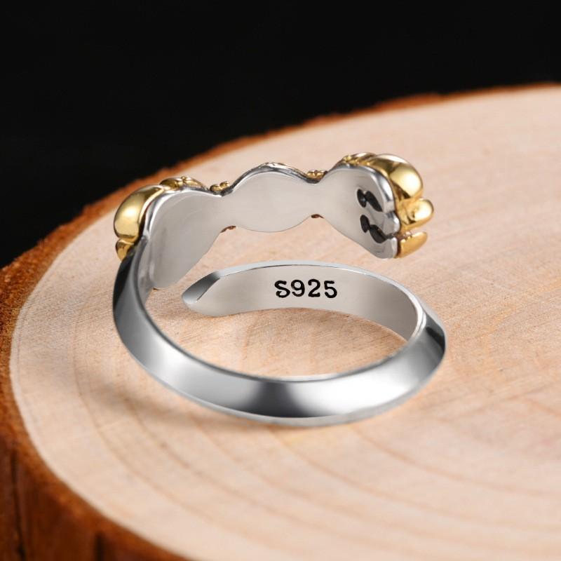 Adjustable Open Ring Men Women Vintage Geometric Plated Finger With Vajra Motif Retro Ethnic Style