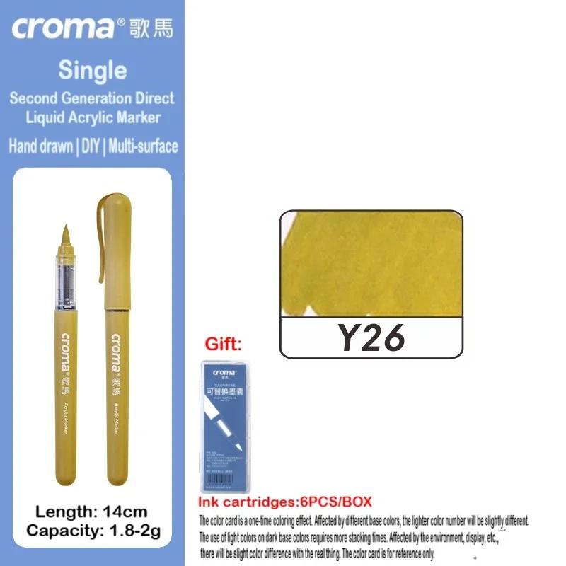 Croma 160/1 Farben Nachfüllbares Direktflüssig-Acrylmarker-Set mit Weicher Spitze, Waschbarer Aquarellpinsel Schulausstattung