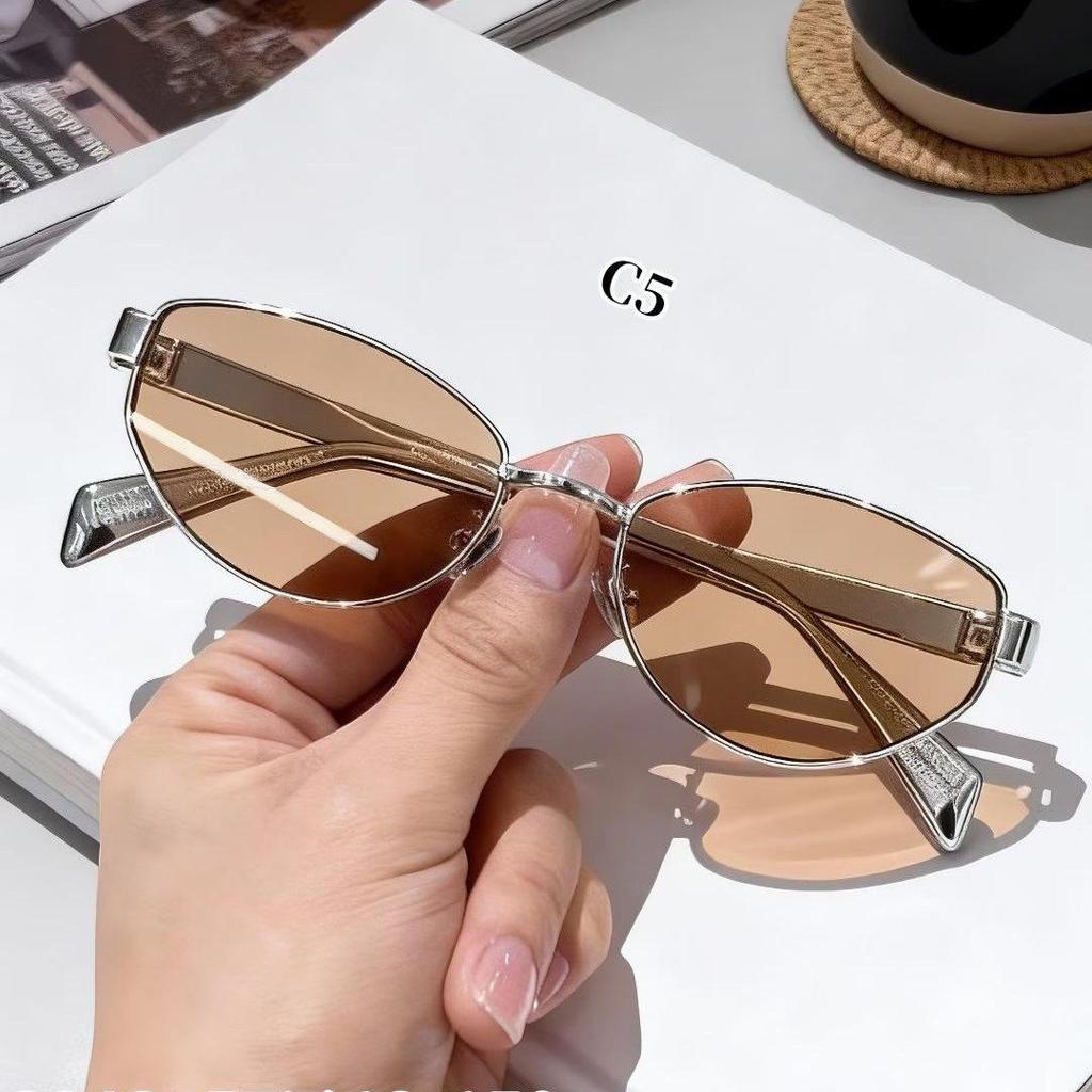 Trendy Retro Oval Metal Frame UV Protection Sunglasses for Women - Dark Green High-End Style