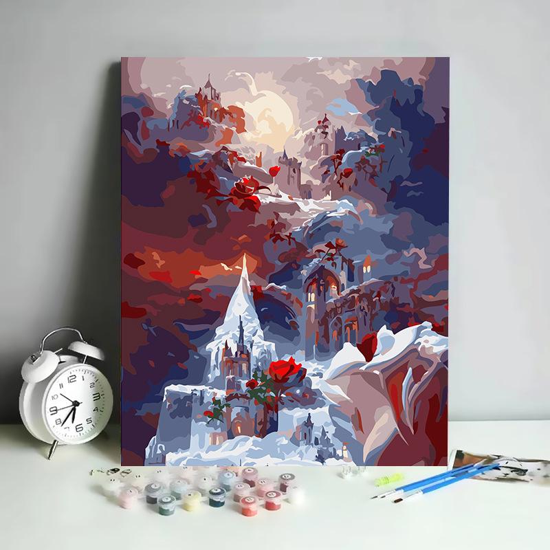 DIY Digital Oil Painting Kit Hand Paint By Numbers Acrylic Landscape Wall Art Birthday Gift