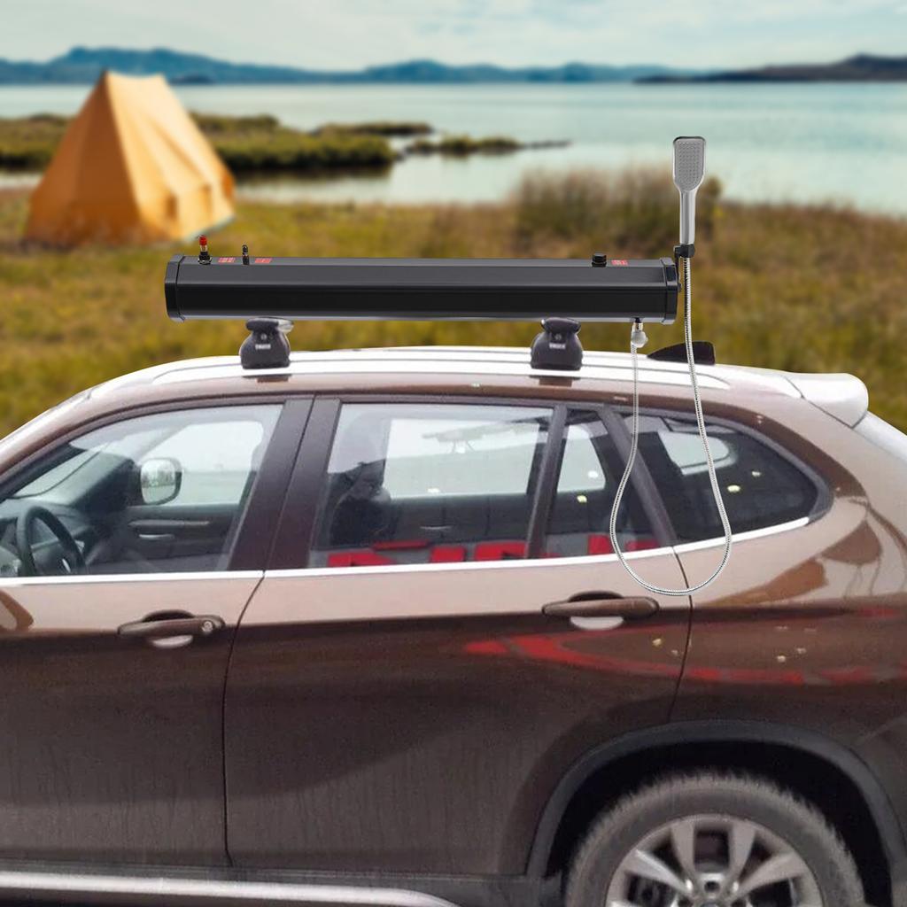 8L Portable Camping Shower, Roof Rack Mount Road Shower with 4.76gal Capacity, Max Temp 60℃/140℉, Lightweight Outdoor Water Tank