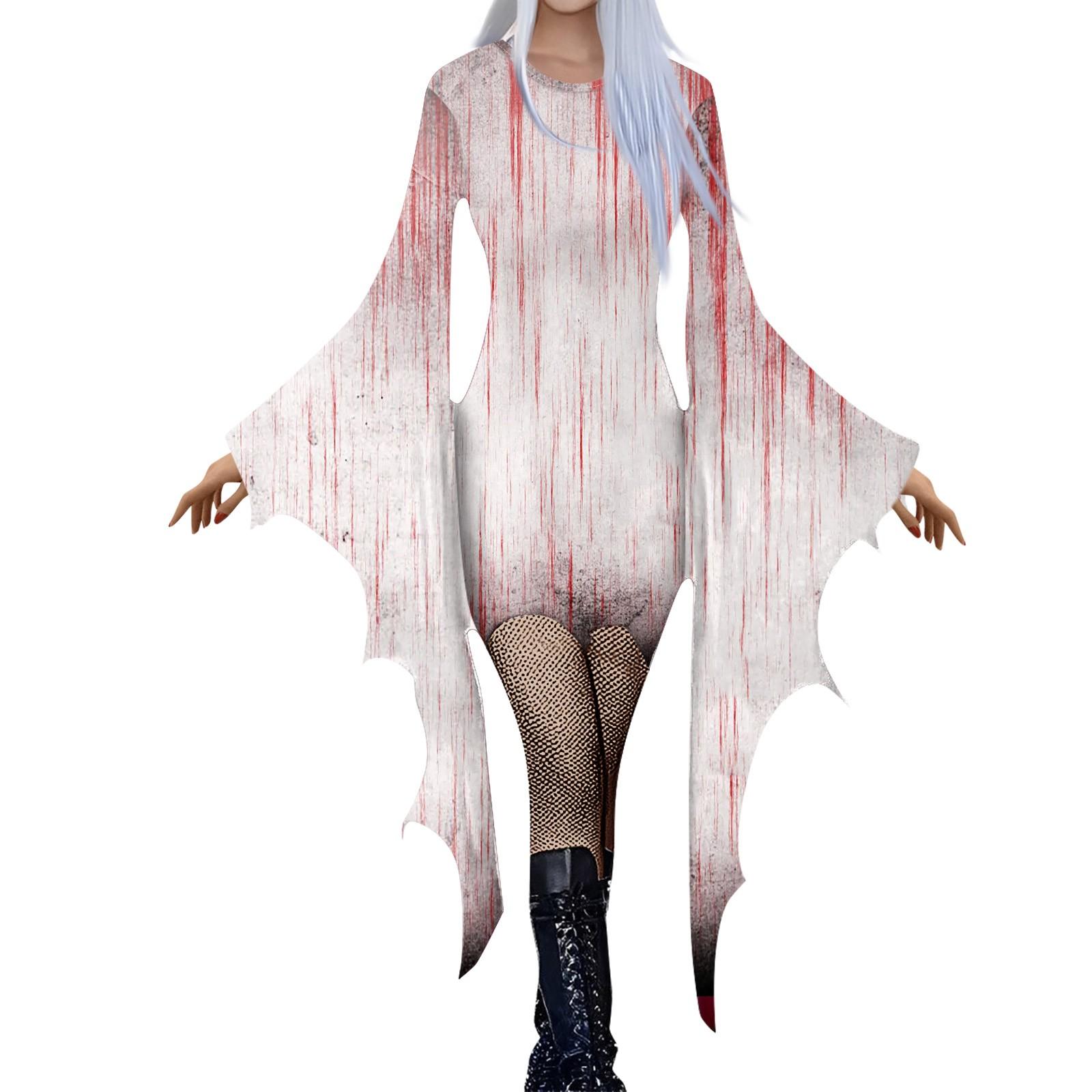 Женская мода готический панк летучая мышь рукава Хэллоуин принт нестандартное вечернее — фото 9