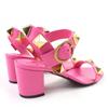 Pristine Valentino Garavani Sandals Rockstud Leather Pink Leather 37.5 XW2S0CR2 Used