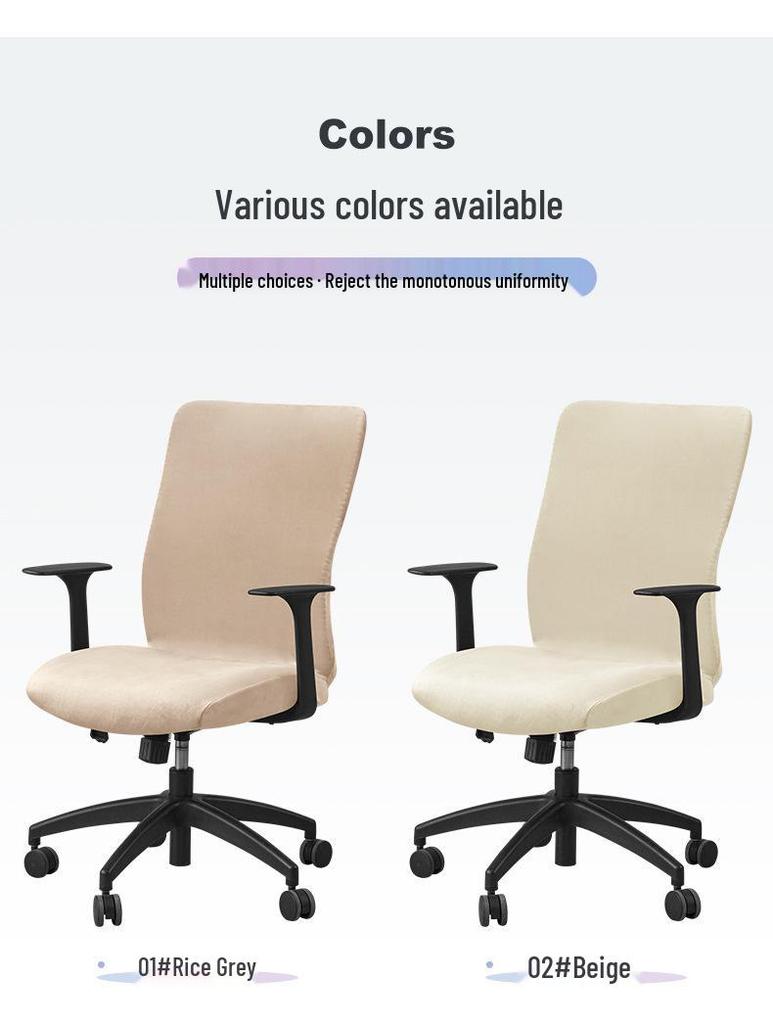 Silver Fox Velvet Office Chair Cover – Armrest-Free, Full Wrap, Thickened and Dirt-Resistant.