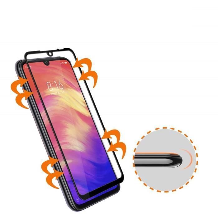 Film de protection - Phonillico® - Xiaomi REDMI NOTE 7 - Pack de 3 - Verre trempé - Bord noir