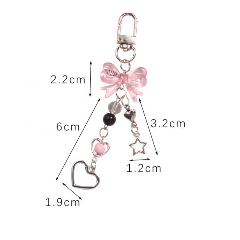 Bowknot Bead Phone Charm Strap Star Bowknot Beaded Cellphone Strap Mobile Phone Chain  Decoration