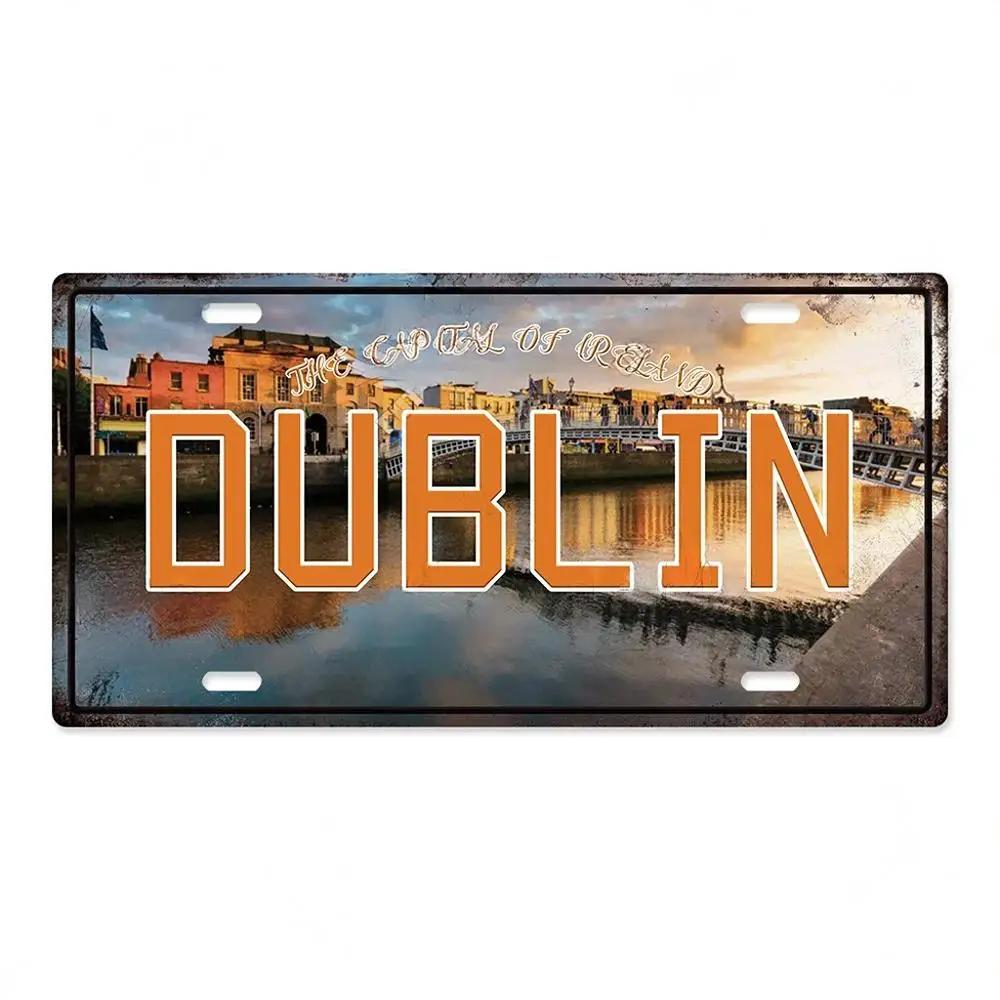 Vintage Capital City Licenses Plate Metal Plaque Metal Aluminum Sign for Restaurant Bar Workshop Cafe Pub Man Cave Decoration