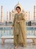 Regal Olive Gold Tissue Silk Embroidered Palazzo Suit Set