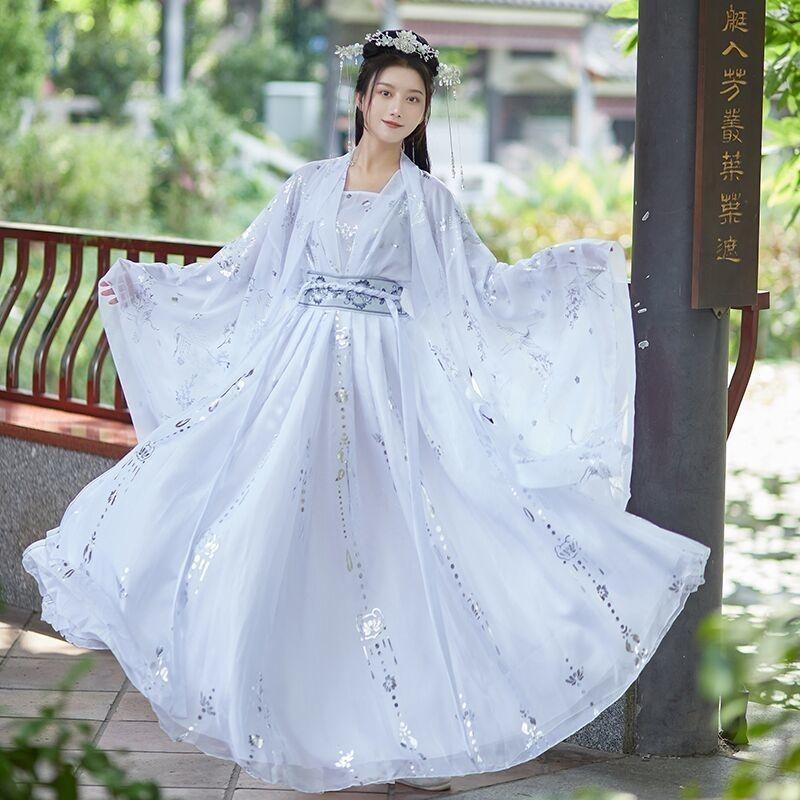 Traditioneller roter taillenlanger Rock im chinesischen Stil mit weiten Ärmeln, eleganter Feenalltag, Damenanzug