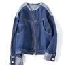 Solid Color Denim Coat Spring Autumn Casual Stand Collar Zipper Fashion Pockets Tassel Spliced Jackets