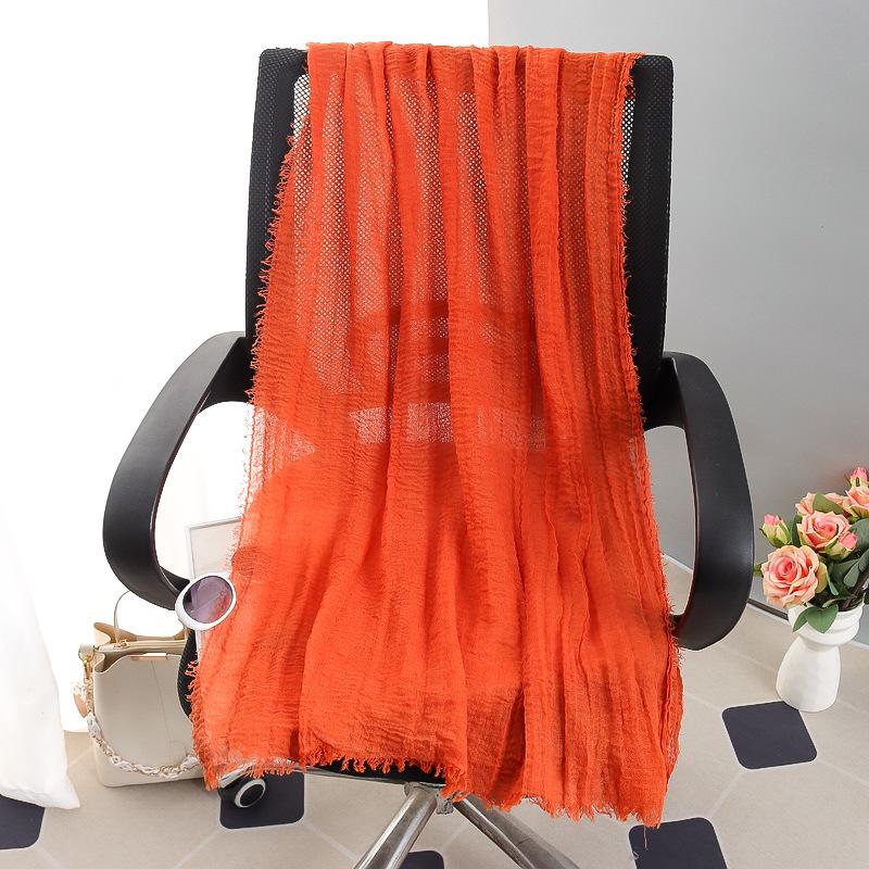 Sciarpa grande da donna in cotone e lino di colore puro: Foulard musulmano primaverile/estivo, telo mare, scialle con protezione solare