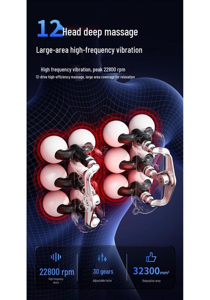 Smart Twelve-Head Professional Percussion Massager for Full Body Relaxation
