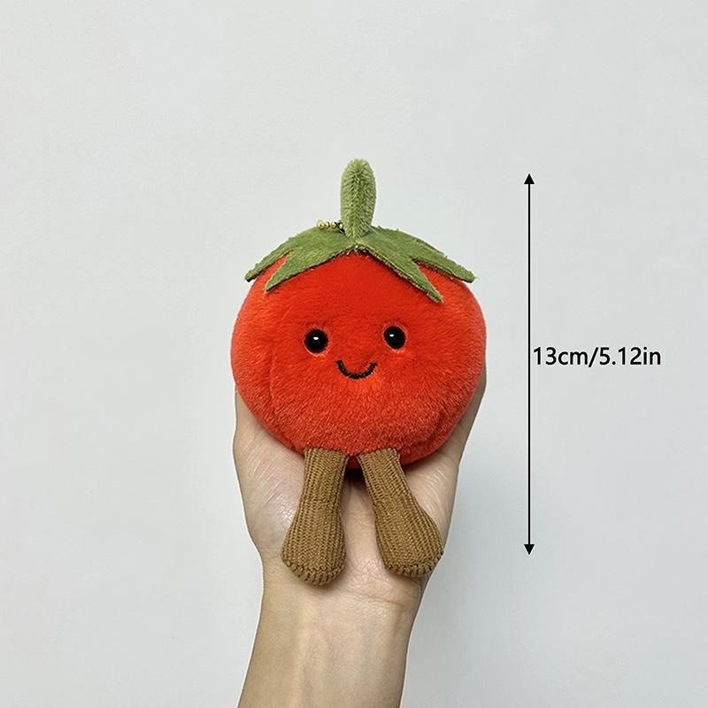 Tomato Plush Toy Keychain Cartoon Vegetable Soft Stuffed Doll Pendant Car Key Ring Backpack Bag Decor Kid Gift