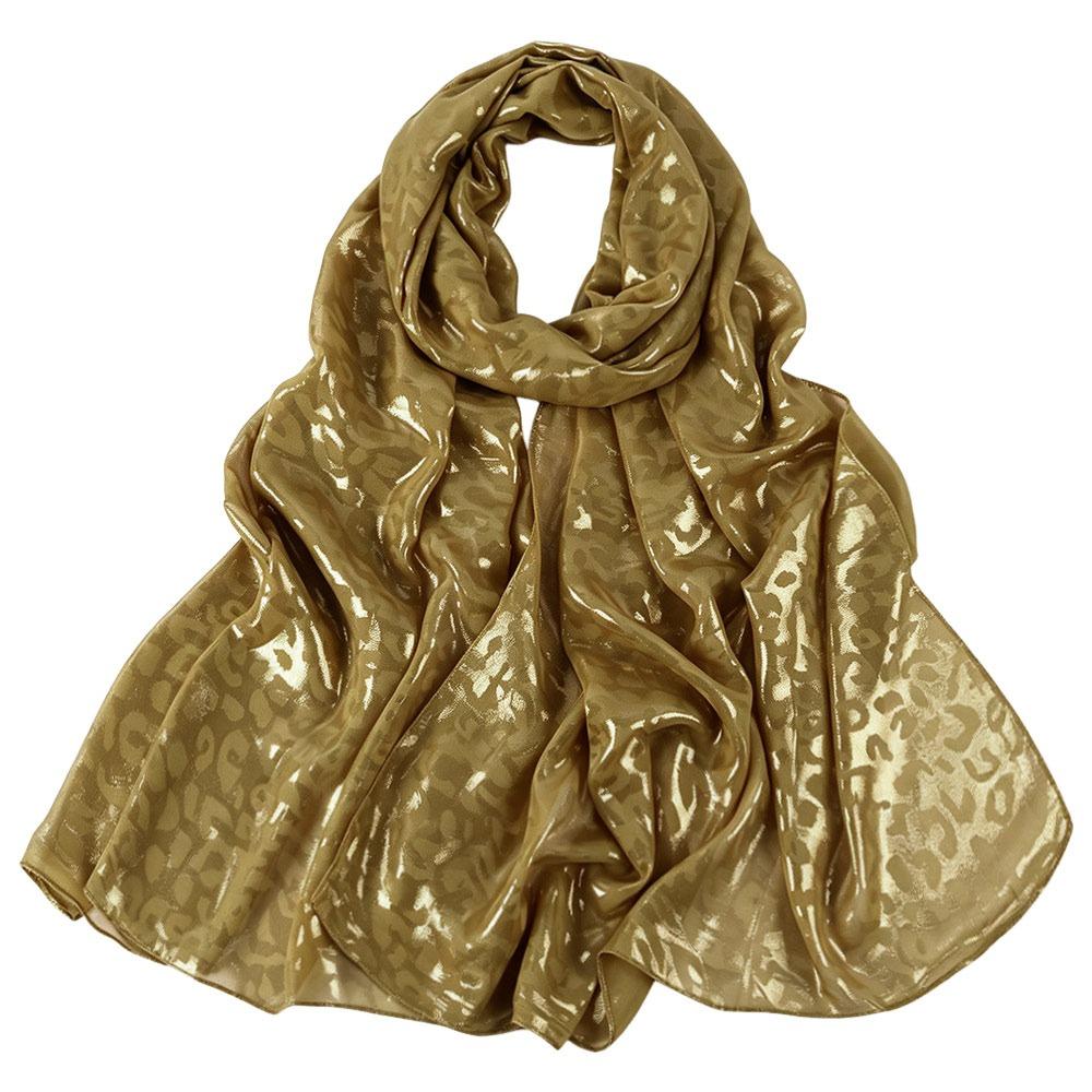 Breathable Chiffon Hijab Scarf Long Length Bronzing Shawl New Leopard Print Scarf  For Women