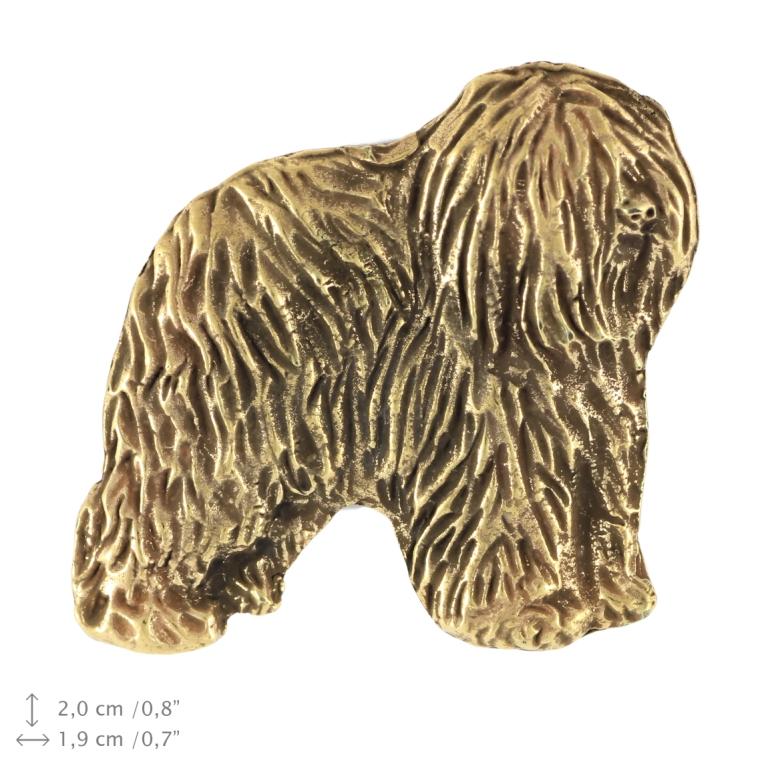 Polish Lowland Sheepdog, PON, Valee Sheepdog II - gold-plated pin brooch, elegant dog ornament, unique pin by Art-Dog brand