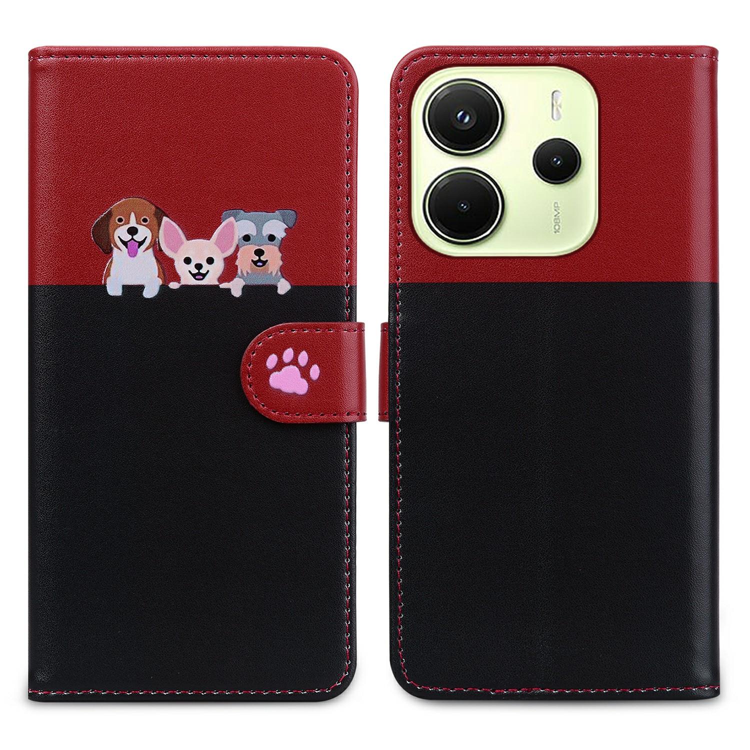 

Серия мультяшных питомцев для Xiaomi Redmi Note 14 4G (164,84мм) Бумажник Чехол для телефона Сращивание Кожаный Чехол-книжка Black