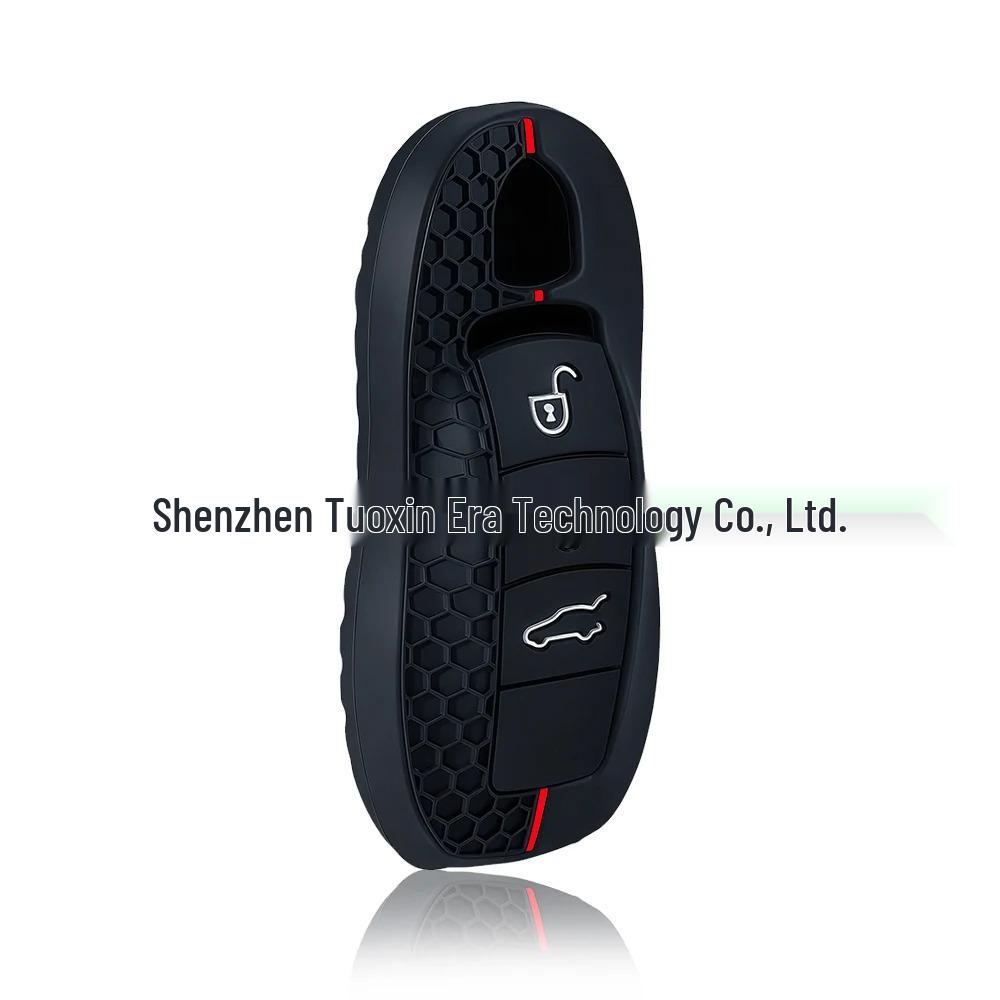 Silicone Key Case for Porsche Cayenne, Panamera, Macan - Fits Smart 3-Button Key. чёрный