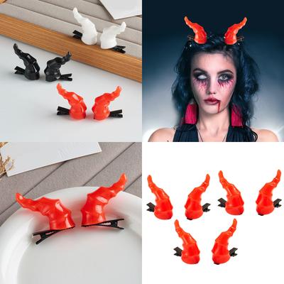 3 Pairs Devil Horn Barrettes For Cosplay Event Anime Costume Dressingup Accessories Nonslip Hair Clip for Roleplay Game