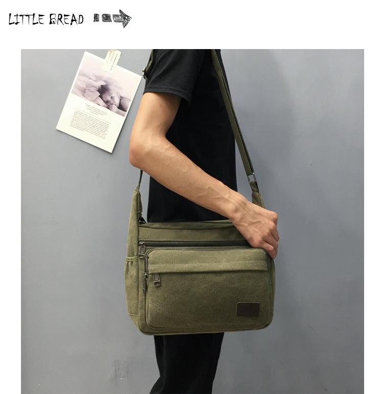 Herren Canvas Umhängetasche mit großer Kapazität und mehreren Fächern für Outdoor-Sportarten