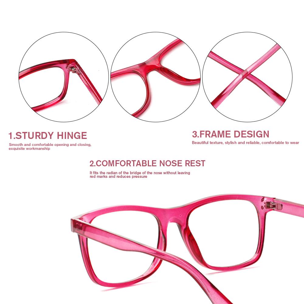 TUREZING Presbyopia Eyeglasses Ornamental Diopter Eyeglasses for Ladies and Gentlemen Square Shaped Super Lightweight Flexible Spring Hinge