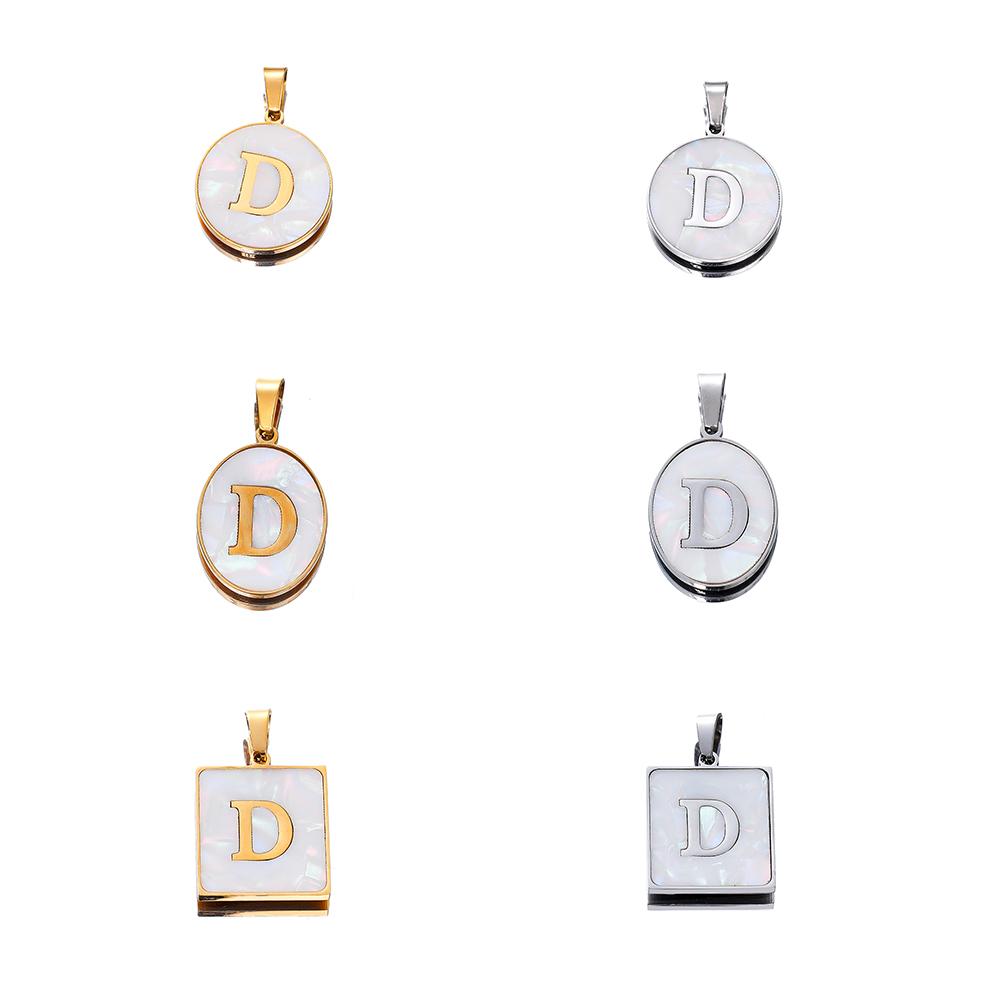 1Pcs Stainless Steel With Pinch Bail Clasps Imitation Pearl Letter Charms Pendant For Necklace DIY Jewelry Making Accessories