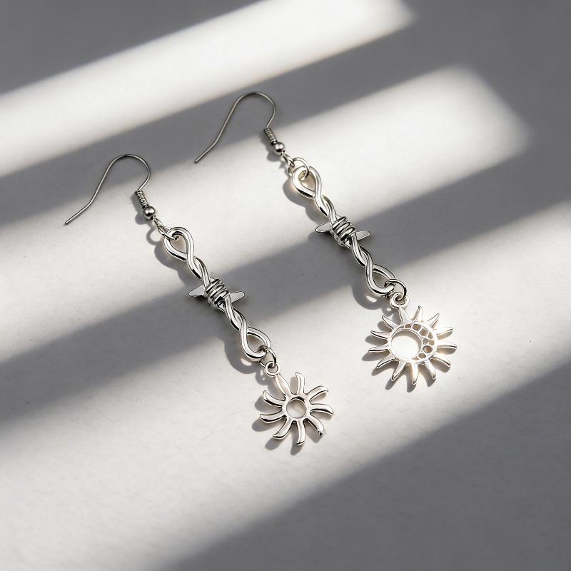 Goth Punk Style Moon Sword Long Earrings For Women Vintage Jewelry Gift Accessories