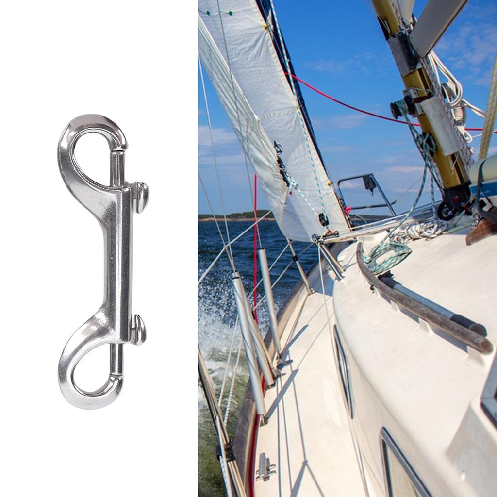 Stainless Steel Double Hook Snap Heavy Duty Clasp Snap for Ropes Chains Leashes Pets s Farm Gate Latches 5Pcs 90mm