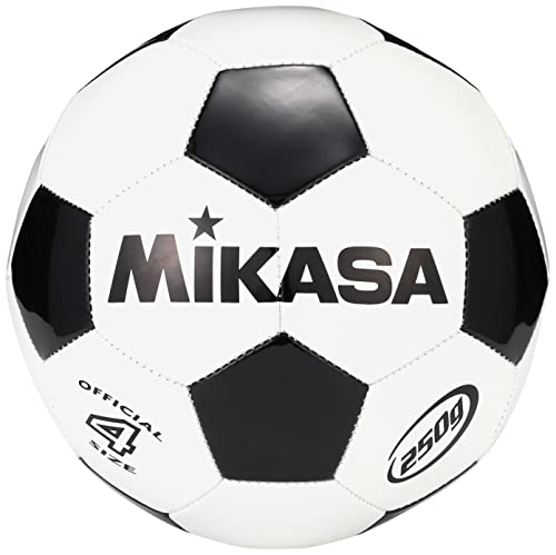 MIKASA Soccer Ball, Size 4 (Elementary School), Approx. 250g, White/Black, Sewn Ball, SVC403-WBK, Recommended Internal Pressure 0.35kgf/cm²