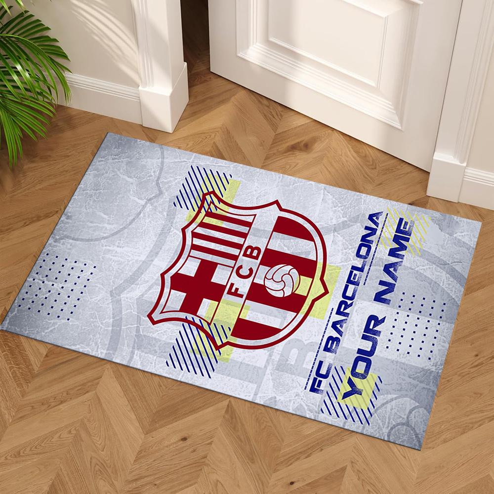 Barcelona Club Personalized Name Floor Rug Office Rug Perfect for Foyer Game Room Entryway Dormitory Antislip Carpet Anime Office Decor