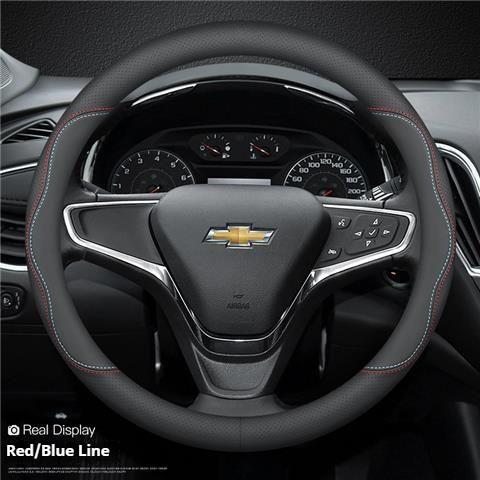 Car Leather Steering Wheel Cover for Chevrolet Montana Trailblazer EV SS RS Silverado RST Equinox RS LT Bolt EUV Blrzer 38cm