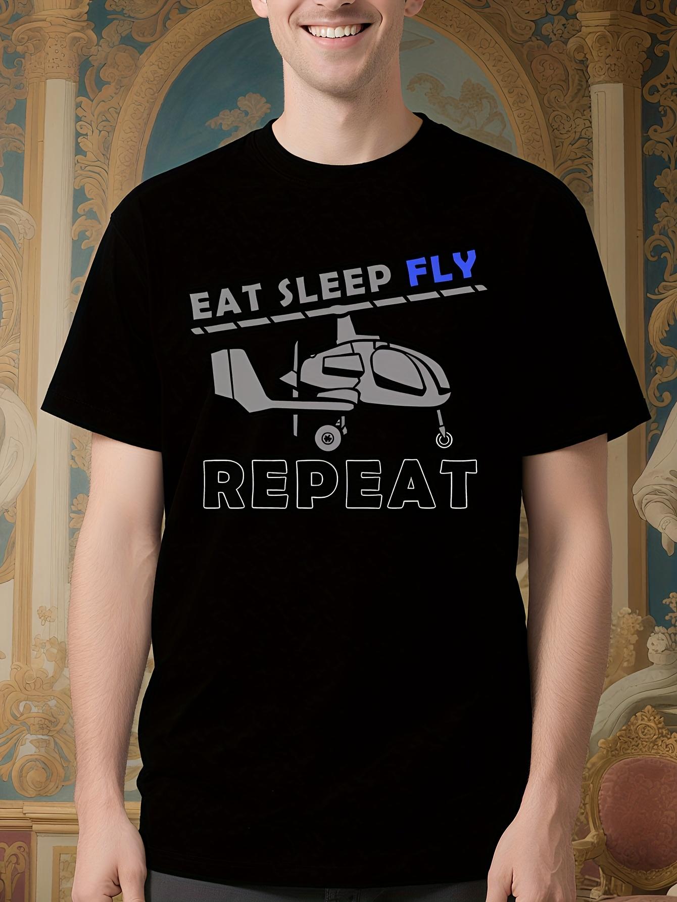 Eat Sleep Fly Repeat Gyrocopter Pilot Graphic Tshirt - Un... S