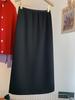 2025 Plus Size Women's Elastic Waist Woolen A-line Skirt with Back Slit, Autumn Winter Slimming Design
