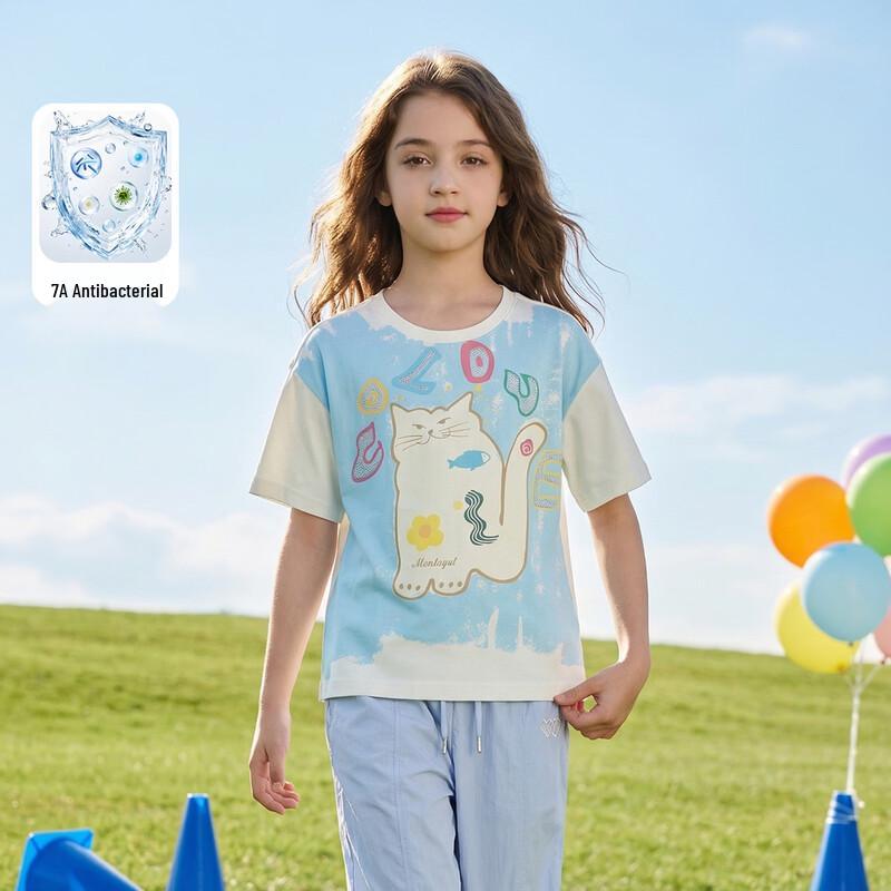 Montagut Girls  Summer Cat Print T-Shirt 150